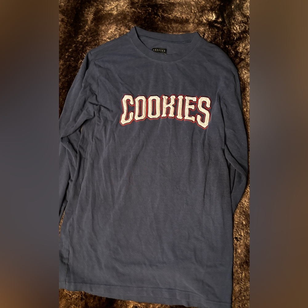 Cookies Logo Long Sleeve T-Shirt Blue Streetwear Hip Hop Graphic Tee